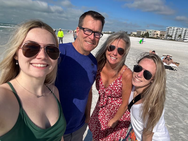 Katie Donovan with family at the beach